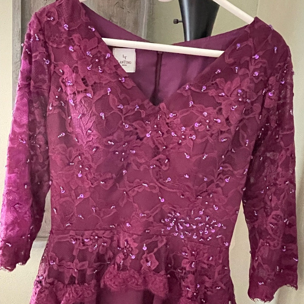 MOB Dress. LanTing Bride. Sold as size 12; fits like an 8/10. Burgundy. - Picture 3 of 7